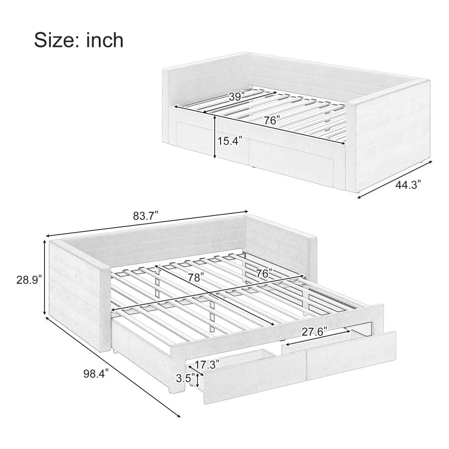 【並行輸入品】 Merax Twin Size Daybed with Extendable Trundle， Upholstered Sofa_3