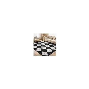 【並行輸入品】 Garvee 8x10 Black Washable Rug Neutral Bedroom Rug Geometric Che_2