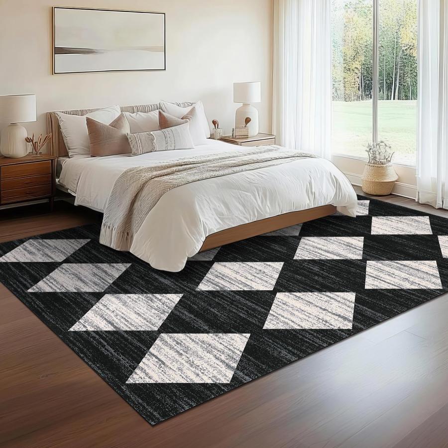 【並行輸入品】 Garvee 8x10 Black Washable Rug Neutral Bedroom Rug Geometric Che_6