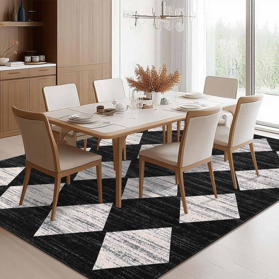 【並行輸入品】 Garvee 8x10 Black Washable Rug Neutral Bedroom Rug Geometric Che_9