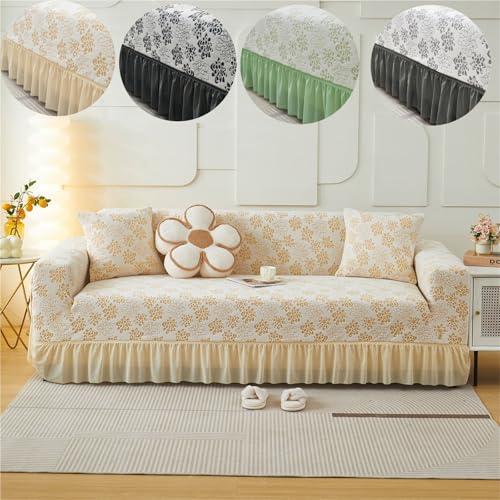 【並行輸入品】 JFTOMJ Skirt Sofa Cover Jacquard Stretchy Sofa Cover 1/2/3/4 wit