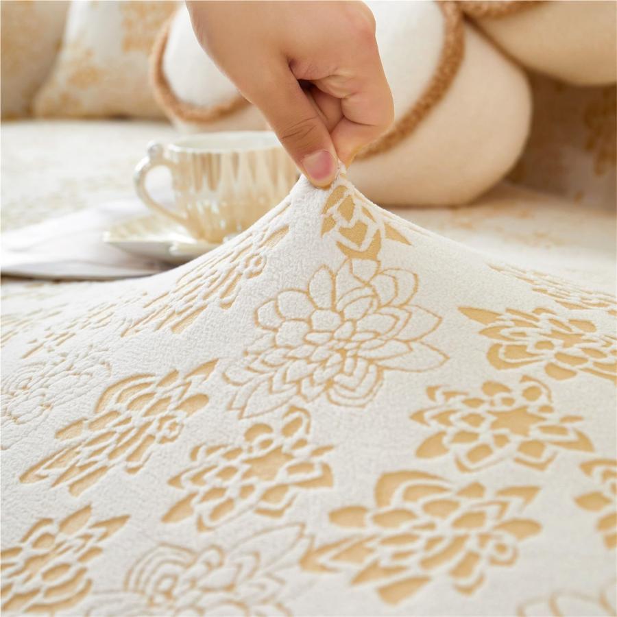 【並行輸入品】 JFTOMJ Skirt Sofa Cover Jacquard Stretchy Sofa Cover 1/2/3/4 wit