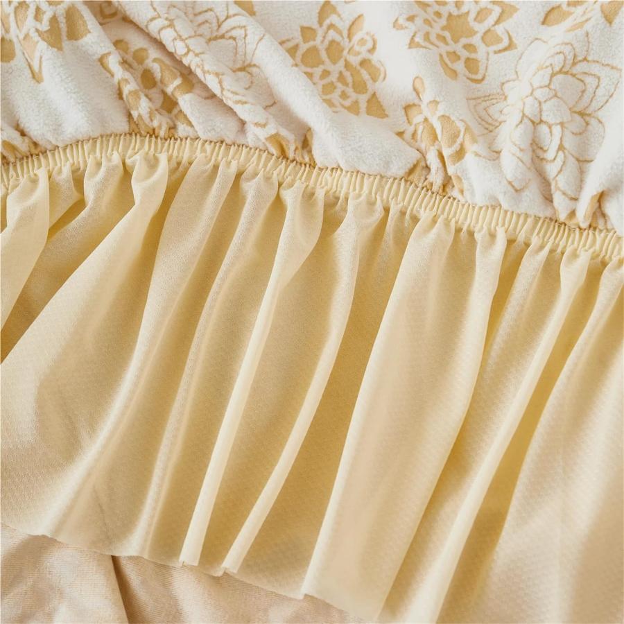 【並行輸入品】 JFTOMJ Skirt Sofa Cover Jacquard Stretchy Sofa Cover 1/2/3/4 wit