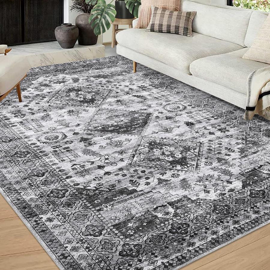 【並行輸入品】 Area Rugs Washable Non Slip Soft Vintage Rugs for Bedroom Bathro_3