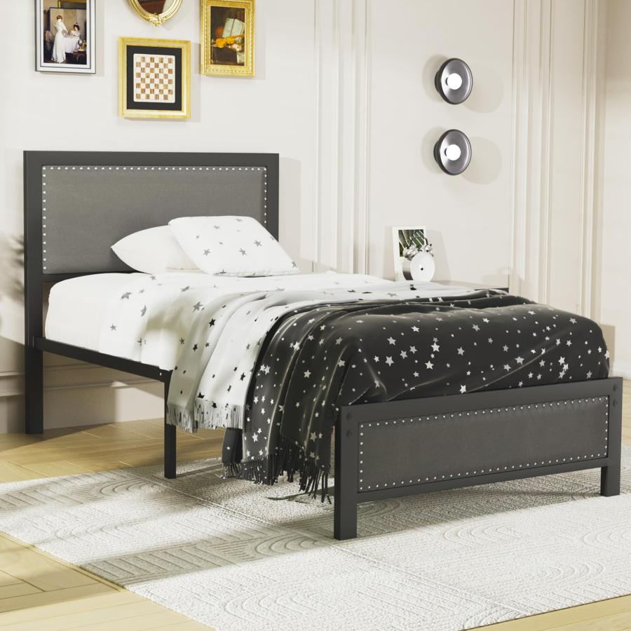 【並行輸入品】 VECELO Twin Size Bed Frame with Upholstered Headboard， Heavy Dut_3