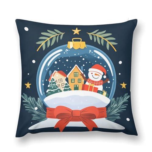 【並行輸入品】 HighonHi 22 "x22 Pillowcase Snowman in A Snow Globe Outdoor Decoの画像