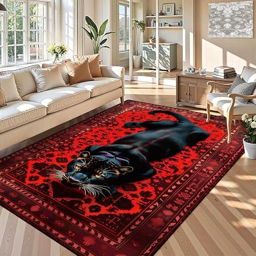 【並行輸入品】 EDGZKO Black Leopard Area Rug 6x9 Cheetah Rugs for Living Room B_1