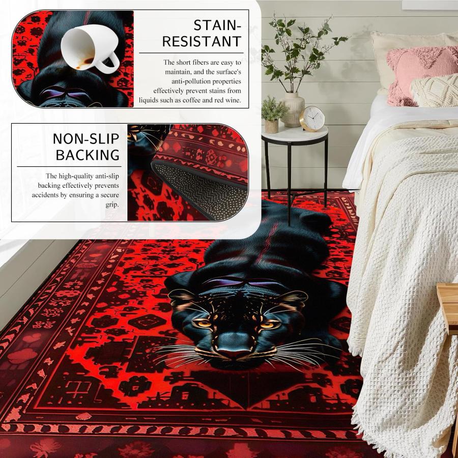 【並行輸入品】 EDGZKO Black Leopard Area Rug 6x9 Cheetah Rugs for Living Room B_3