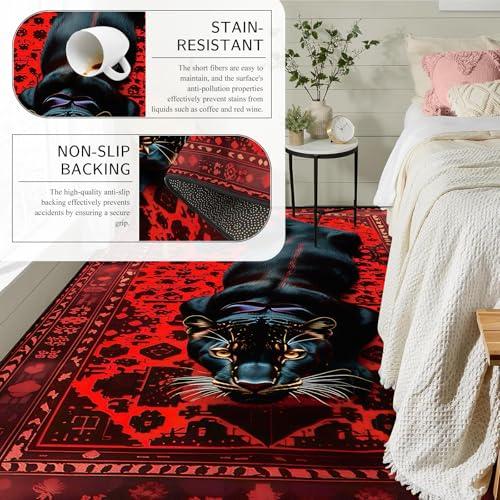 【並行輸入品】 EDGZKO Black Leopard Area Rug 6x9 Cheetah Rugs for Living Room B_4