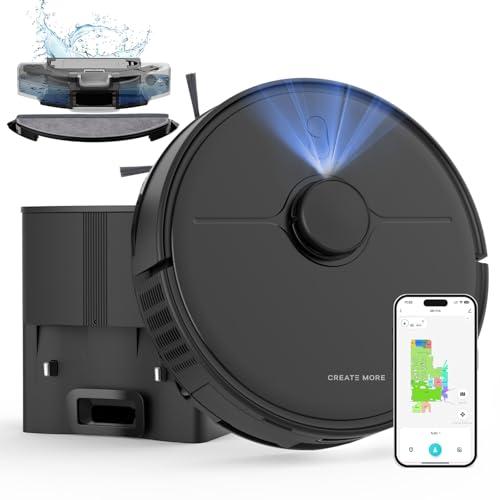 【並行輸入品】 eitton Robot Vacuum and Mop， Self Emptying， 6000Pa Powerful Suct_1