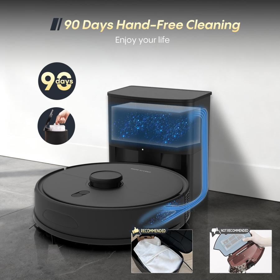 【並行輸入品】 eitton Robot Vacuum and Mop， Self Emptying， 6000Pa Powerful Suct_6