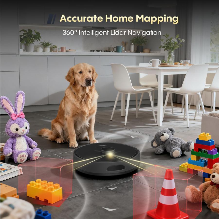 【並行輸入品】 eitton Robot Vacuum and Mop， Self Emptying， 6000Pa Powerful Suct_9
