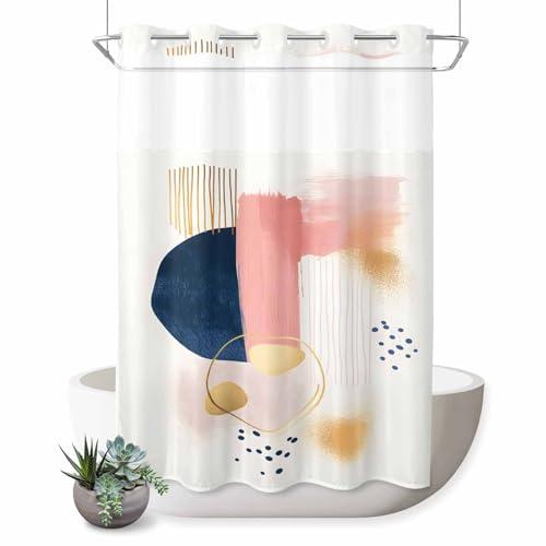 【並行輸入品】 BABE MAPS Watercolor Color Block No Hook Shower Curtain Bohemian_1