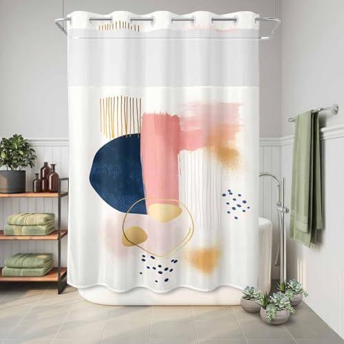 【並行輸入品】 BABE MAPS Watercolor Color Block No Hook Shower Curtain Bohemian_7