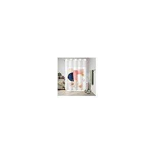 【並行輸入品】 BABE MAPS Watercolor Color Block No Hook Shower Curtain Bohemian_8