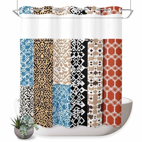 【並行輸入品】 BABE MAPS Bohemian Patterns No Hook Shower Curtain Colored Seaml_1