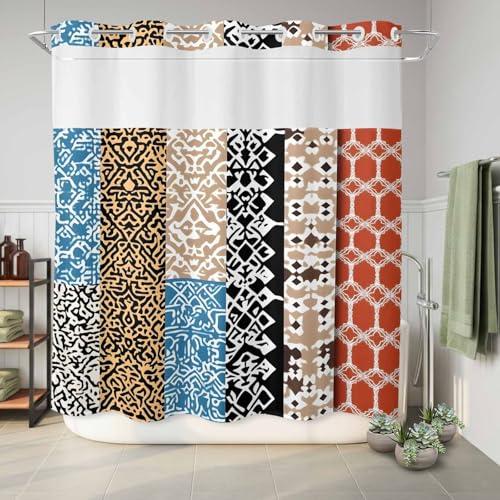 【並行輸入品】 BABE MAPS Bohemian Patterns No Hook Shower Curtain Colored Seaml_7