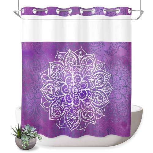 【並行輸入品】 No Hook Shower Curtains for Bathroom， Boho Floral Fabric Shower_1