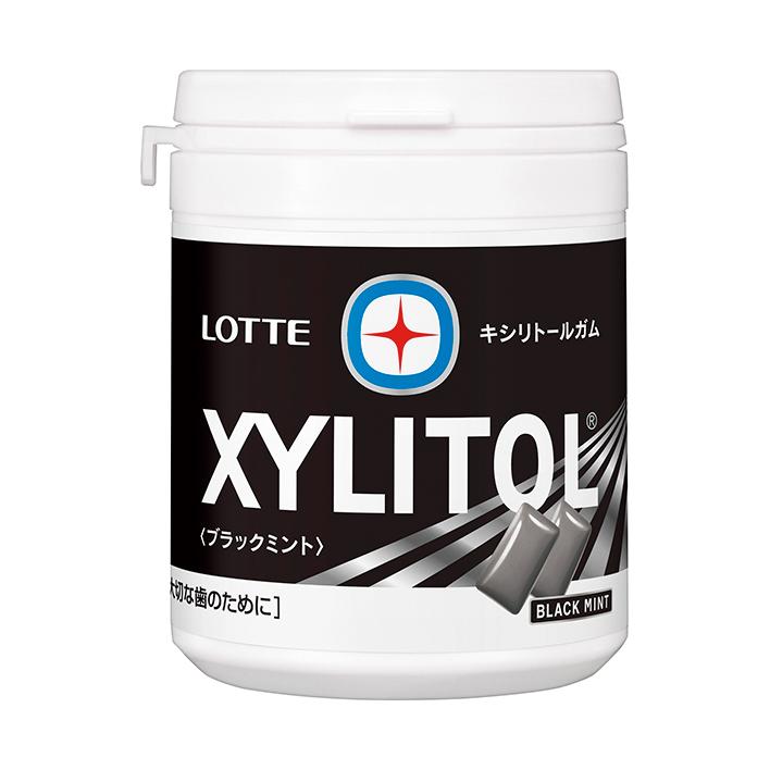 ロッテ キシリトールガム ブラックミント ファミリーボトル 133g×6個入  