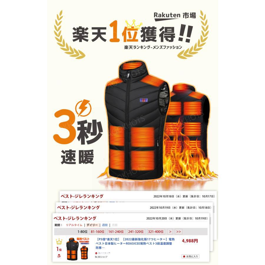 電熱ベスト バッテリー 発熱ベスト 3段温度調整 前後独立制御 防寒 電熱ベスト 6箇所発熱 バッテリー選択可能 前後独立温度制御 3