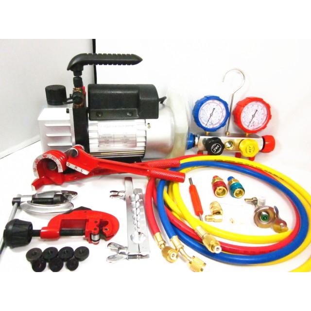 エアコン ガスチャージ 4点セット 真空ポンプ 4バルブ マニホールドゲージ パイプベンダー フレアリングツール |  | 05