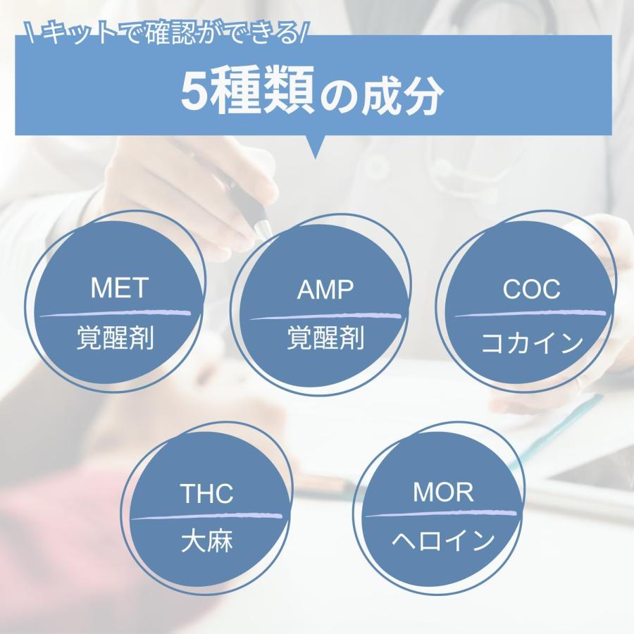5種類検出 薬物尿検査キット (最短1分/尿検査/1個) 薬物検査 コカイン