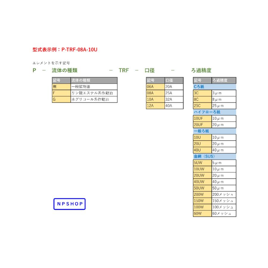大生工業 エレメント P-TRF-08-10U : NPSHOP魚松 - 通販 - Yahoo!ショッピング