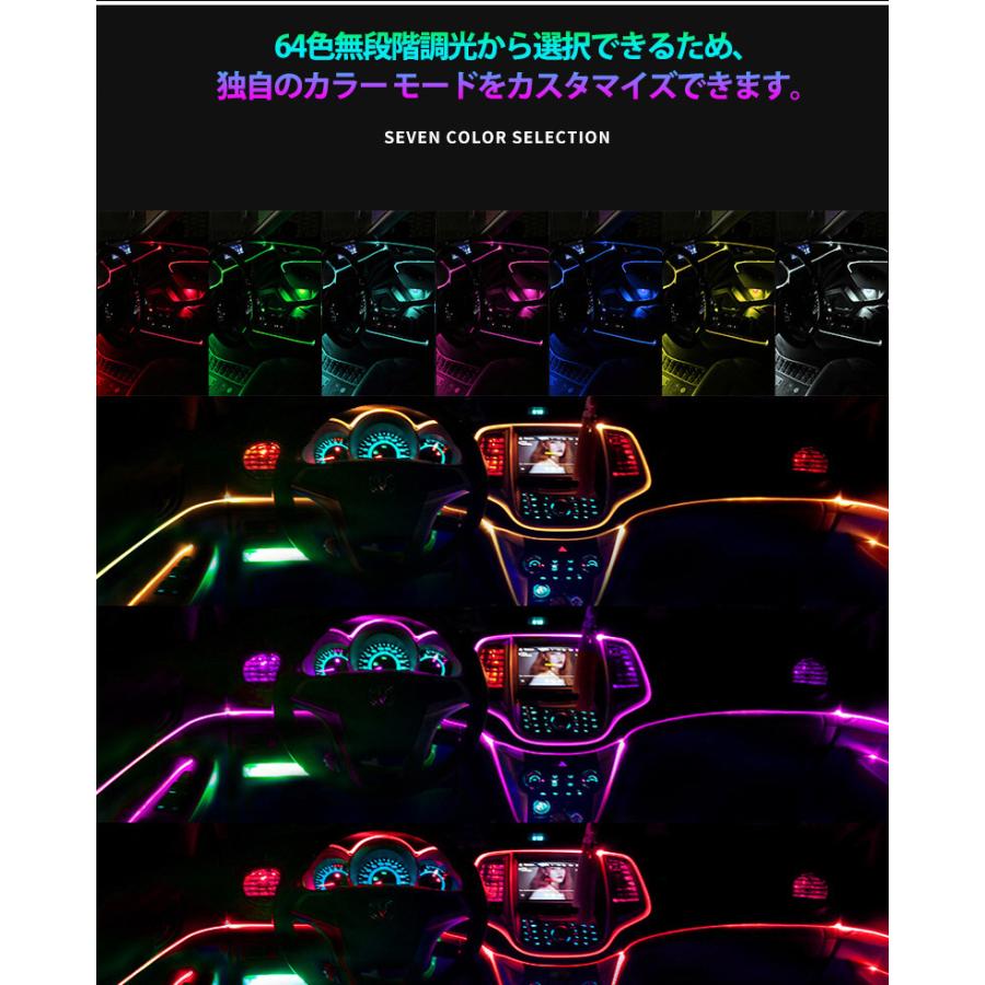LED テープライトアンビエントライト 4個 8m 足元ライト 付き 雰囲気ライト 補助照明 マルチカラー 無限調色 無段階調光 音楽御製 サイズ調節可能