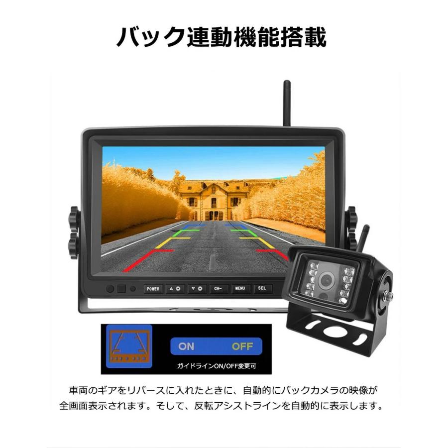 技適マーク付き】10.1インチ ワイヤレス バックカメラ モニター セット