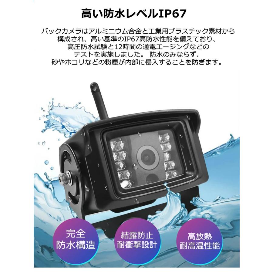 技適マーク付き】10.1インチ ワイヤレス バックカメラ モニター セット