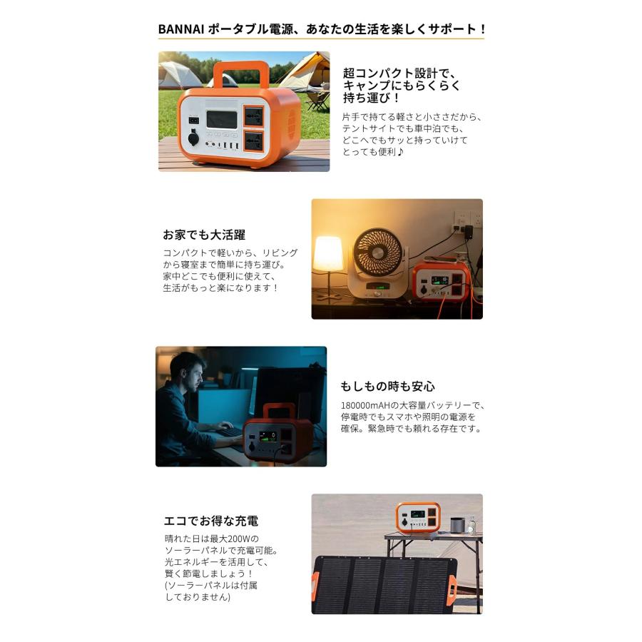 LiFePO? ポータブル電源 大容量 576Wh 180000mAH AC出力600W QC3.0