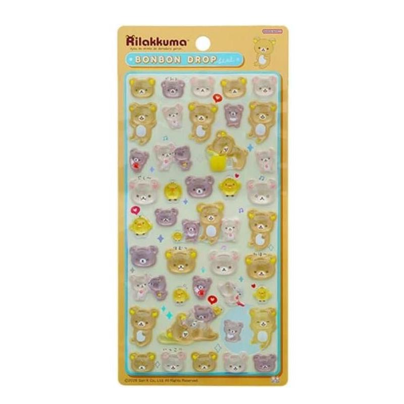 リラックマ　シール　ドロップ　ぷっくり　ふにふに ボンボンドロップシール リラックマ 立体シール ぷっくりシール 3D