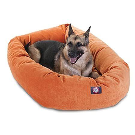 特別価格52 Pet Inch Orange Villa Collection Orange Micro Majestic Velvet Bagel Dog Bed By