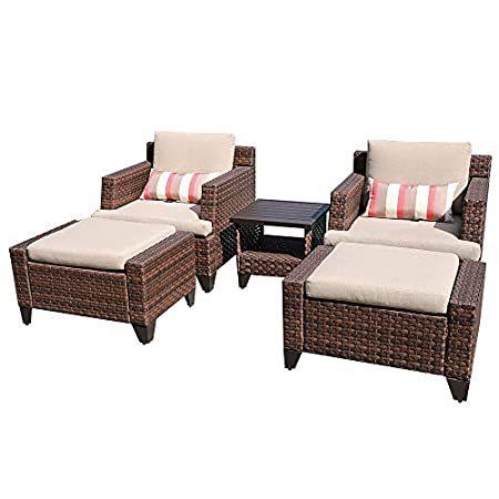 注文割引 特別価格SUNSITT 5-Piece 好評販売中 and Chair Lounge Patio Rattan Set, Furniture Patio Outdoor アウトドアチェア