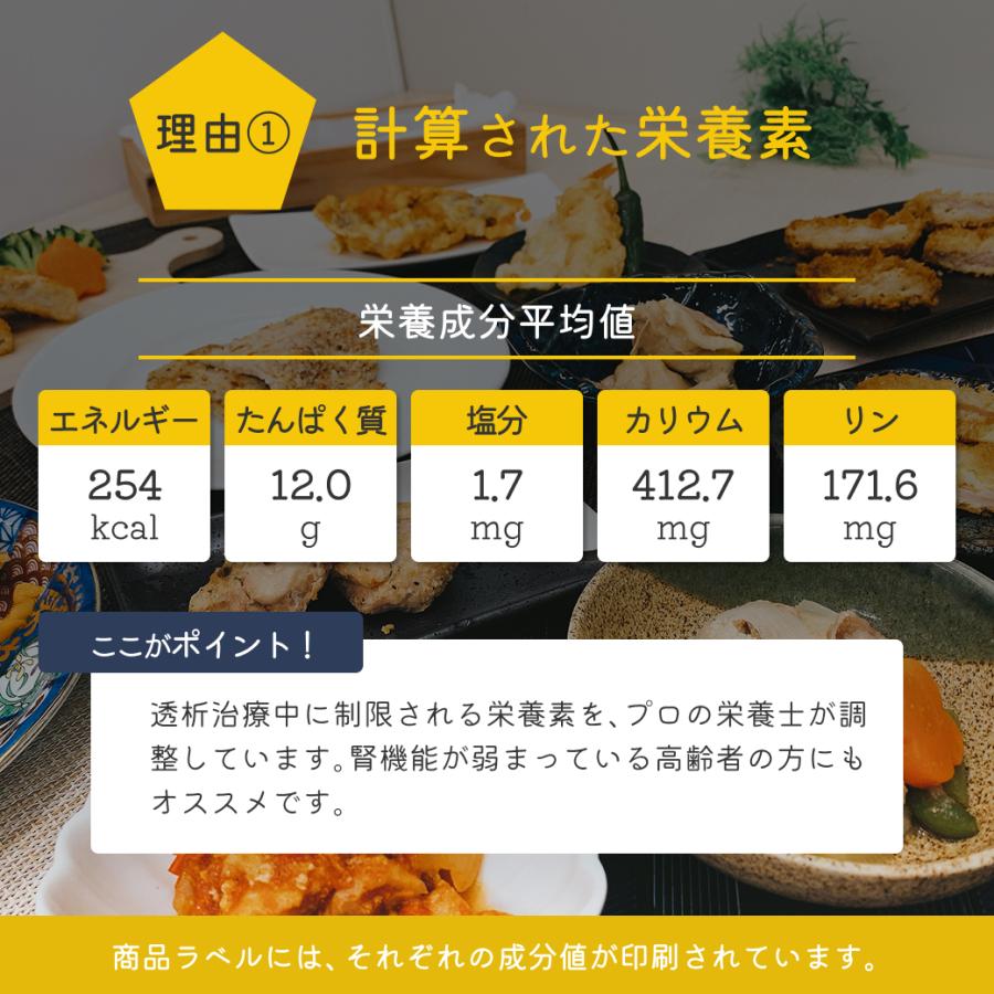 たんぱく質制限食 おかず12食 透析食 冷凍弁当 たんぱく質 リン カリウム 塩分控えめ 腎臓病食 高齢者 宅配 冷凍食品 惣菜 おかず お試し 安い ギフト 減塩 |  | 03