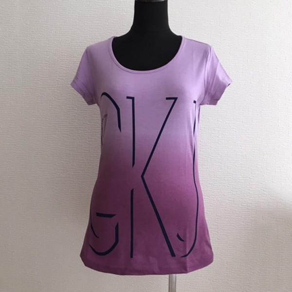 Tシャツ 半袖 カットソー レディース トップス グラデーション スタイルアップ S M L XL 春夏 インナー ホワイト ブルー パープル ロゴ 送料無料 得トクセール |  | 10