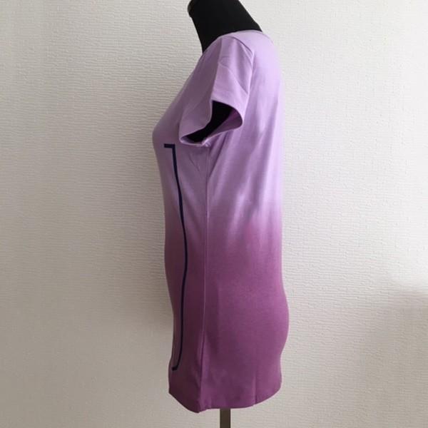 Tシャツ 半袖 カットソー レディース トップス グラデーション スタイルアップ S M L XL 春夏 インナー ホワイト ブルー パープル ロゴ 送料無料 得トクセール |  | 11