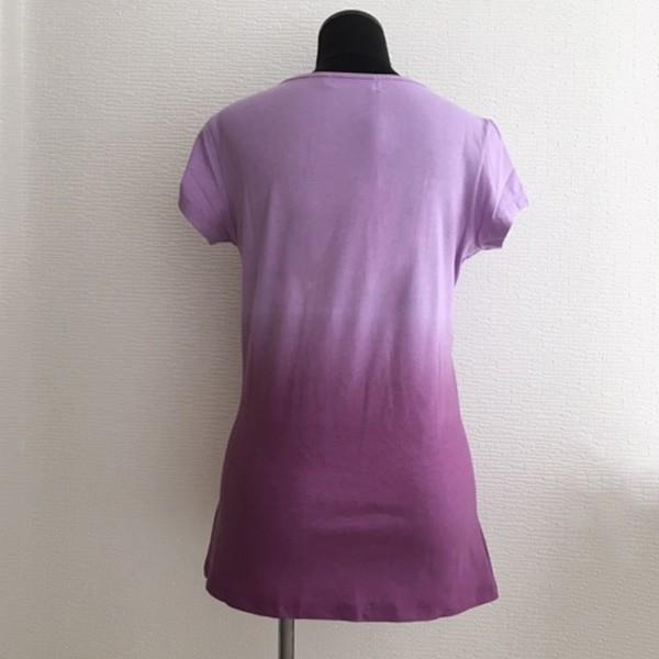 Tシャツ 半袖 カットソー レディース トップス グラデーション スタイルアップ S M L XL 春夏 インナー ホワイト ブルー パープル ロゴ 送料無料 得トクセール |  | 12