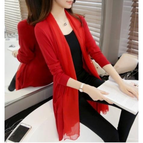 カーディガン レディースカーディガン カーデ レディース ロング シフォン ドレープ ガウン 異素材 きれいめ 羽織 オフィス 送料無料 得トクセール オープン記念 |  | 01