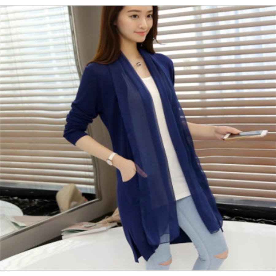 カーディガン レディースカーディガン カーデ レディース ロング シフォン ドレープ ガウン 異素材 きれいめ 羽織 オフィス 送料無料 得トクセール オープン記念 |  | 02