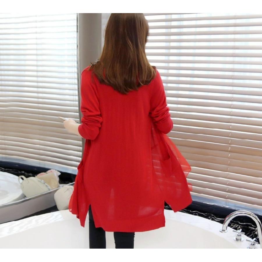 カーディガン レディースカーディガン カーデ レディース ロング シフォン ドレープ ガウン 異素材 きれいめ 羽織 オフィス 送料無料 得トクセール オープン記念 |  | 04