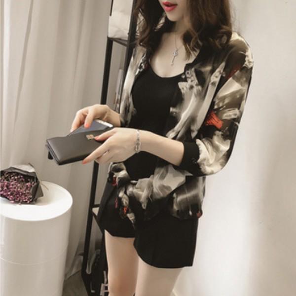 カーディガン レディース ガウン 透け シフォン ロング 柄 花柄 バラ ローズ  大人 かっこいい |  | 03