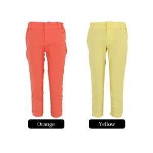 パンツ レディース クロップドパンツ ボトムス ストレッチ カラーパンツ 裾 シャーリング 七分丈 イエロー オレンジ 夏 サブリナ 送料無料 得トクセール |  | 02