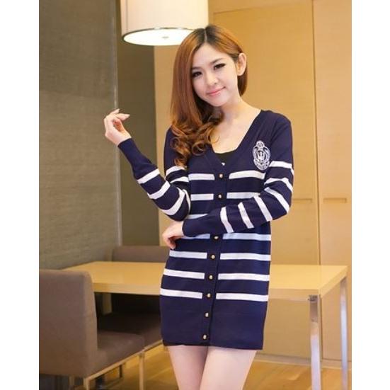 カーディガン レディース ニット ボーダー カレッジ ボタン ブラック ネイビー レディースカーディガン 得トクセール 送料無料 オープン記念 |  | 01