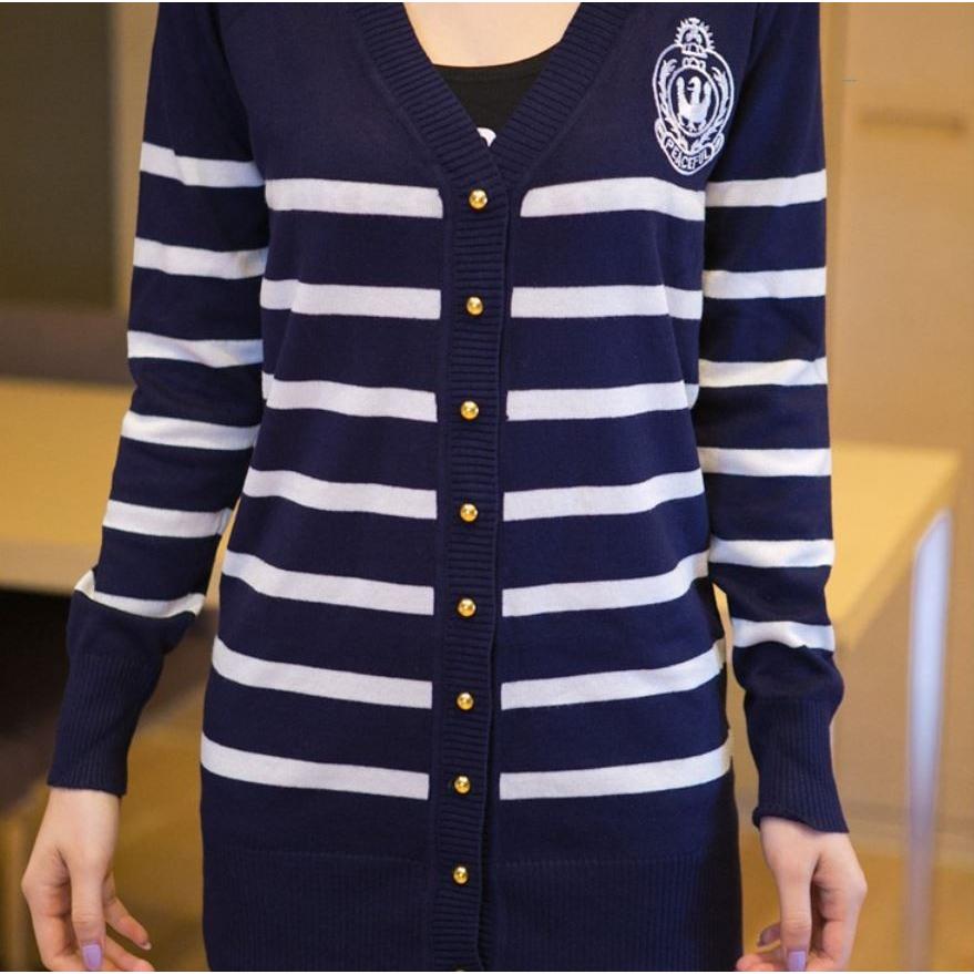 カーディガン レディース ニット ボーダー カレッジ ボタン ブラック ネイビー レディースカーディガン 得トクセール 送料無料 オープン記念 |  | 04