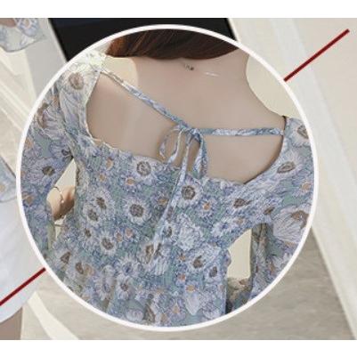 トップス レディース  ベルスリーブ 花柄 春 夏 肌見せ ひらひら フラワー シフォン ふんわり かわいい 得トクセール 送料無料 オープン記念 |  | 03