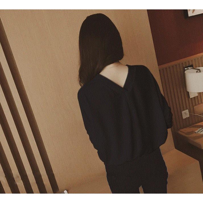 シャツ レディースシャツ Ｖネック バックシャン ブラウス 夏 チラ見せ 無地 背中見せ レディース レッド 送料無料 得トクセール オープン記念 |  | 02