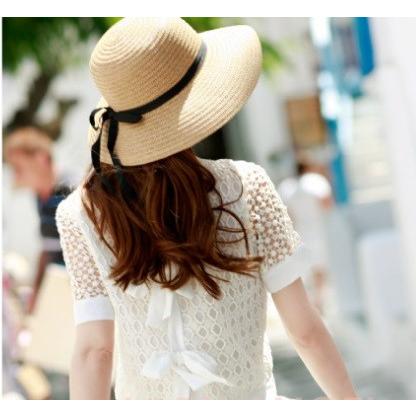 麦わら帽子 帽子 女優帽 つば広 日焼け対策 紫外線対策 ストローハット リボン レディース 送料無料 ベージュ ブラウン 得トクセール オープン記念 |  | 04