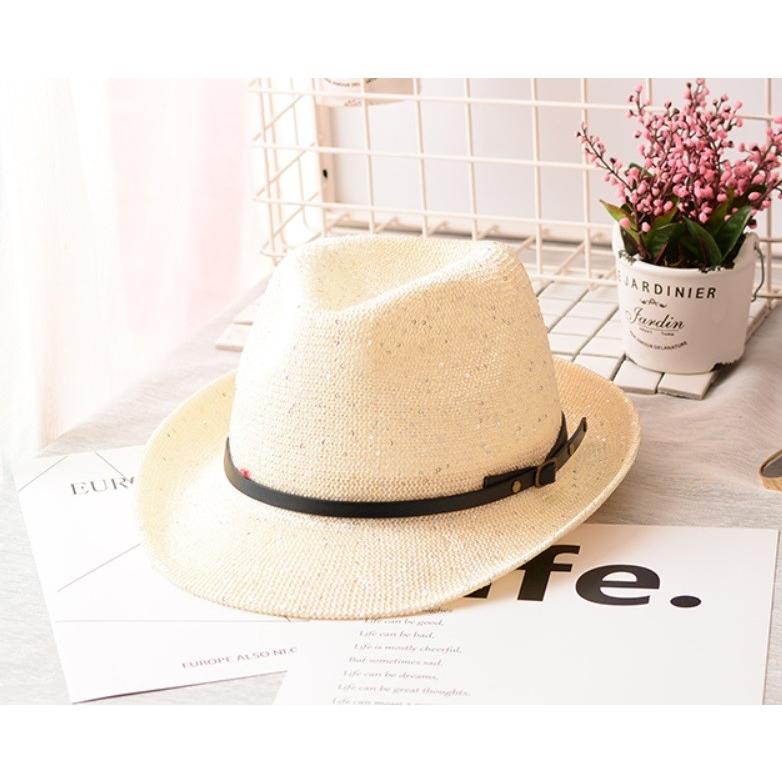 帽子 ハット 中折れ帽 中折れ キラキラ 麦わら ストローハット ベルト レディース |  | 01