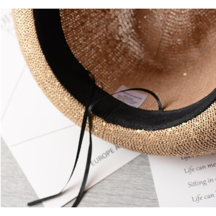帽子 ハット 中折れ帽 中折れ キラキラ 麦わら ストローハット ベルト レディース |  | 06